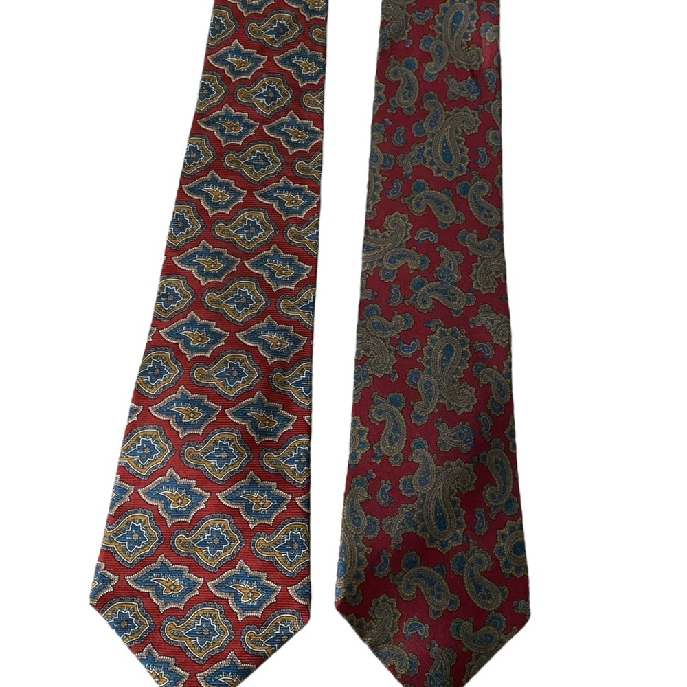 Oleg Cassini Red and Blue Silk Ties Accessories